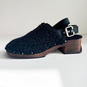 MIISTA Lana Sonic Mules Black Wool Clogs 39